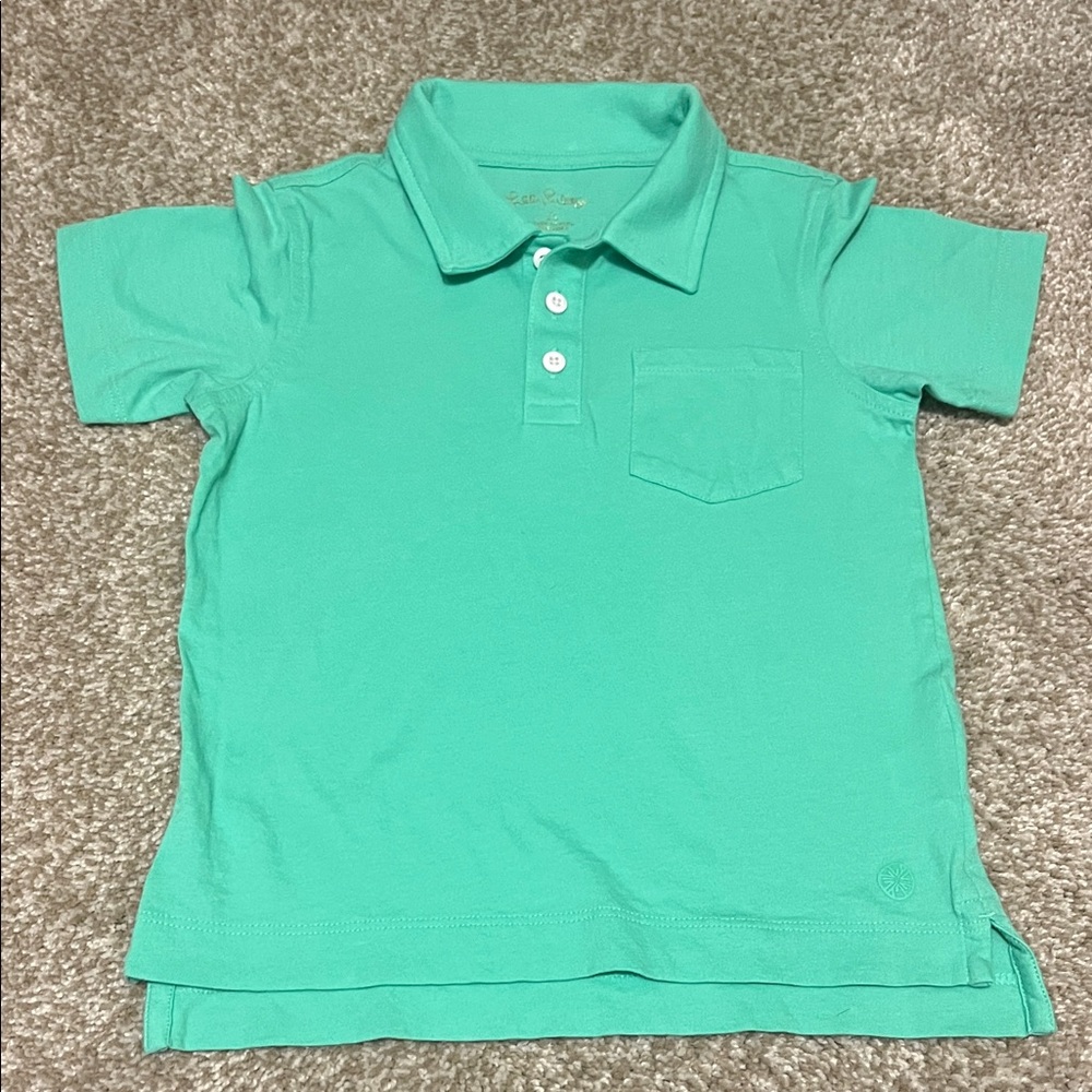 Lilly Pulitzer Teal Blue Polo, Boys Size Small (4-5)